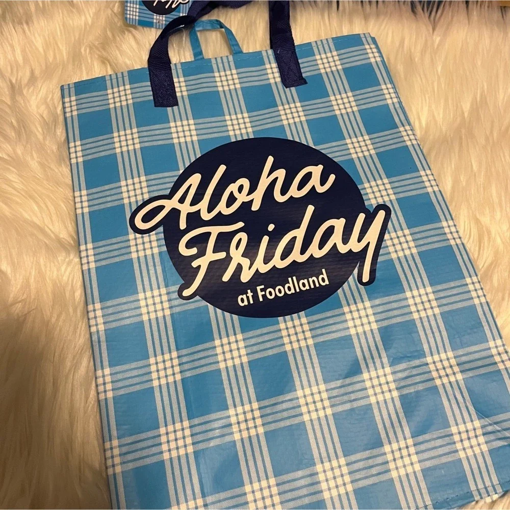 NWT Aloha Friday Palaka Foodland Hawaii Exclusive Reusable Tote Bag Set of 4 - Picture 6 of 7